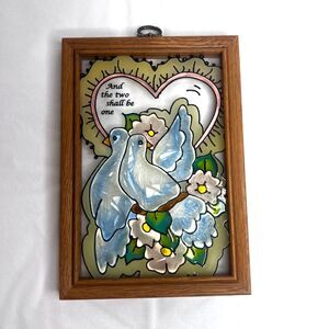 Framed Stained Glass Window Art Suncatcher 'And the two shall be one' Wall Art